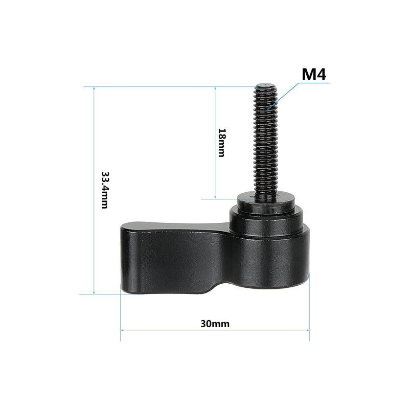 CAMVATE M4 Male Threading (18mm Long) Rotating Knob Adjustable Thumb Lever Screw(Black 2 Pieces) - 2940