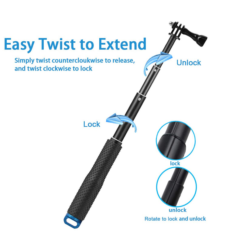 WLPREOE Camera Float + 19” Selfie Stick Waterproof Hand Grip Extension Portable Adjustable Monopod Pole for GoPro Hero 10 9 8 MAX 7 Black Silver White/6/5 Black/5S/4/3