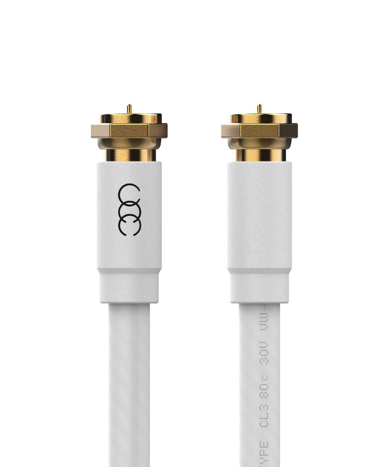 [AUSTRALIA] - Coaxial Cable (20 ft) Triple Shielded - RG6 Coax TV Cable Cord Wire in-Wall Rated - Digital Audio Video with Male F Gold Plated Connectors -20 feet 20 feet white 1 
