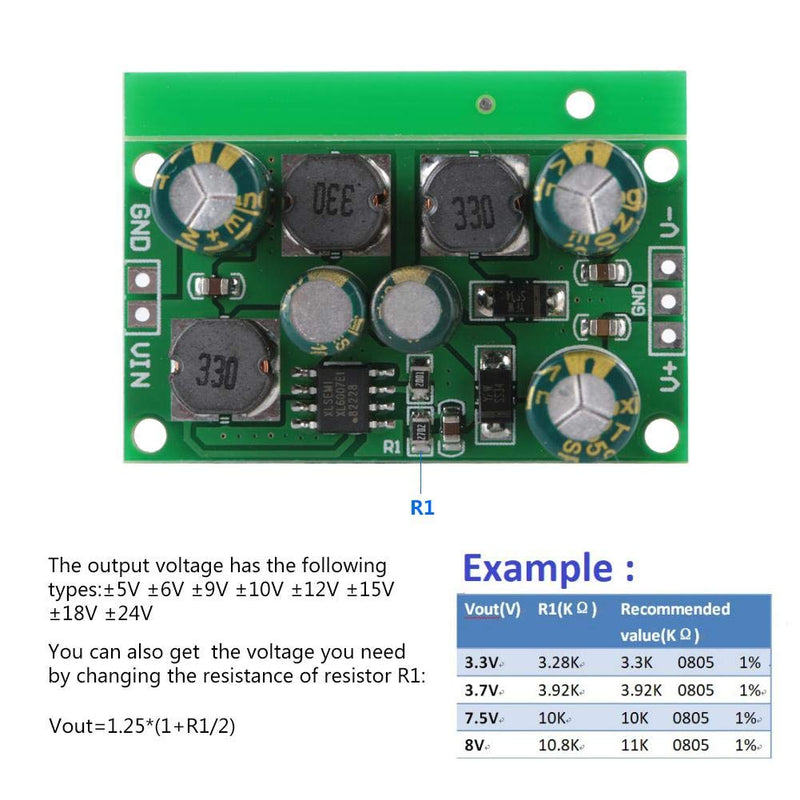 DC-DC Positive & Negative Voltage Boost-Buck Converter Output ±5V 6V 9V 10V 12V 15V 18V 24V (Output voltage ±15VDC) Output voltage ±15VDC