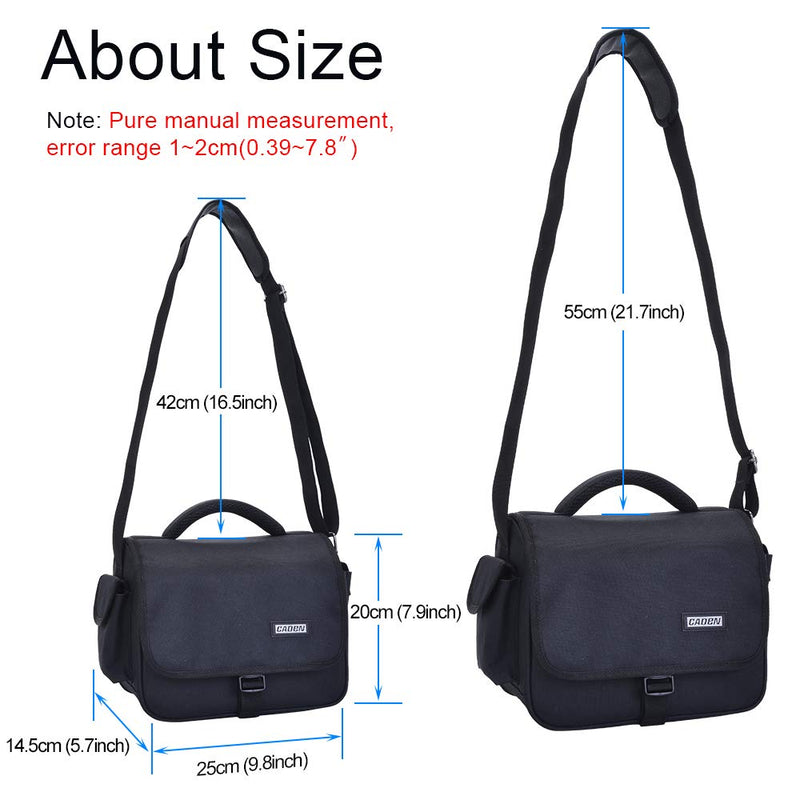 CADeN Camera Bag Case Shoulder Crossbody Bag Compatible for Nikon, Canon, Sony, DSLR SLR Mirrorless Cameras and Lenses (1.0 Black, Mdeium) 1.0 Black