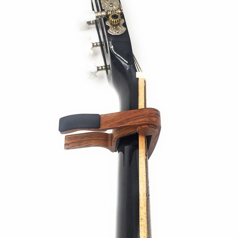 WINGO Classical Flat Guitar Capo for Nylon String Guitars-Rosewood Finish with 5 Picks.