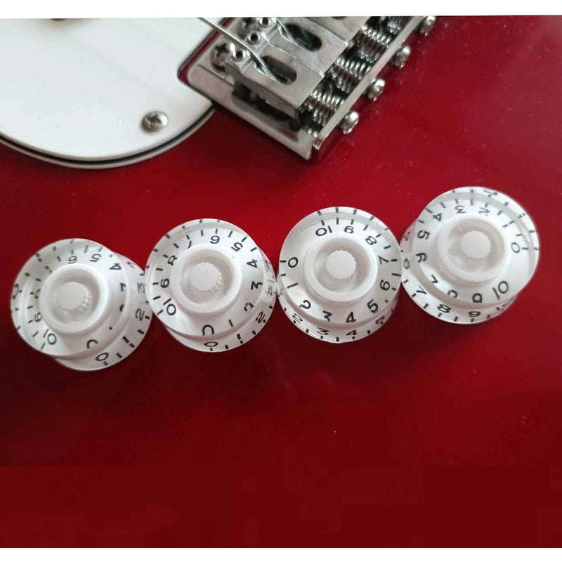 HENGYEE Electric Guitar Top Hat Knobs Speed Volume Tone Control Knobs Compatible with Les Paul LP Style Electric Guitar Parts Replacement Set of 4Pcs. (White) White