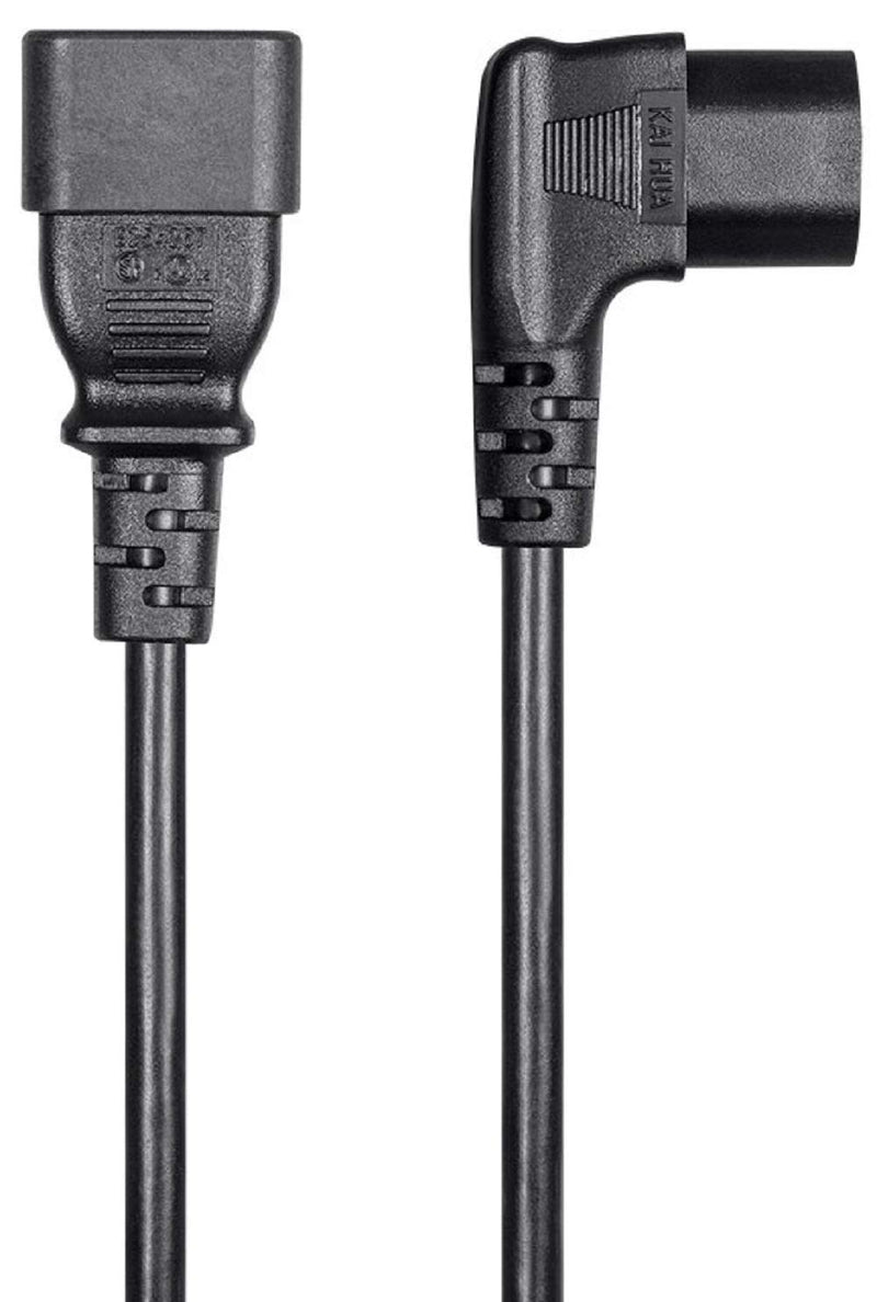 Monoprice Right Angle Extension Cable - 2 Feet - Black | IEC 60320 C14 to Right Angle IEC 60320 C13, 18AWG, 10A/1250W, SVT, 100-250V