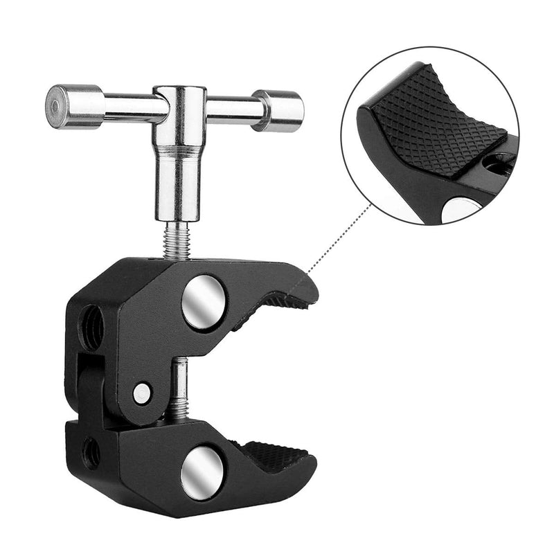 SLOW DOLPHIN Photography Super Clamp w/1/4'' and 3/8'' Thread Clip for DSLR,Cameras, Light Stand , Rods,Lights, Umbrellas, Hooks, Shelves, Cross Bars (2PCS)