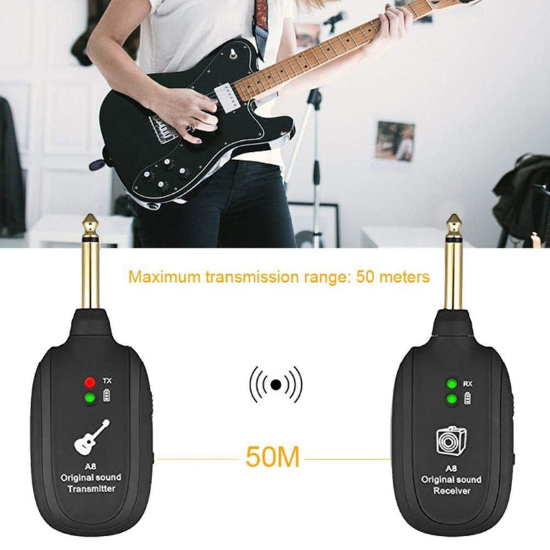 [AUSTRALIA] - Wireless Guitar System Guitar UHF Wireless Audio Transmitter Receiver Electric Digital Guitar System Transmitter Receiver Set UHF A8 