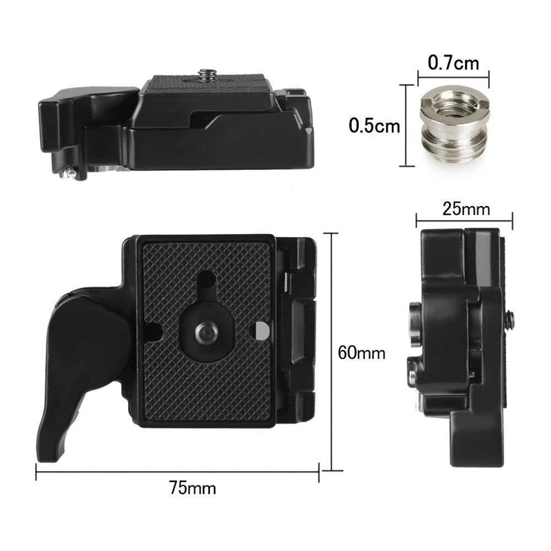 UTEBIT 323 RC2 Quick Release Plate Compatible for Manfrotto 200PL-14 QR Plates Adapter with Rapid Connect Clamp and 1/4'' to 3/8'' Screw for DSLR Camera Tripod Ball Head