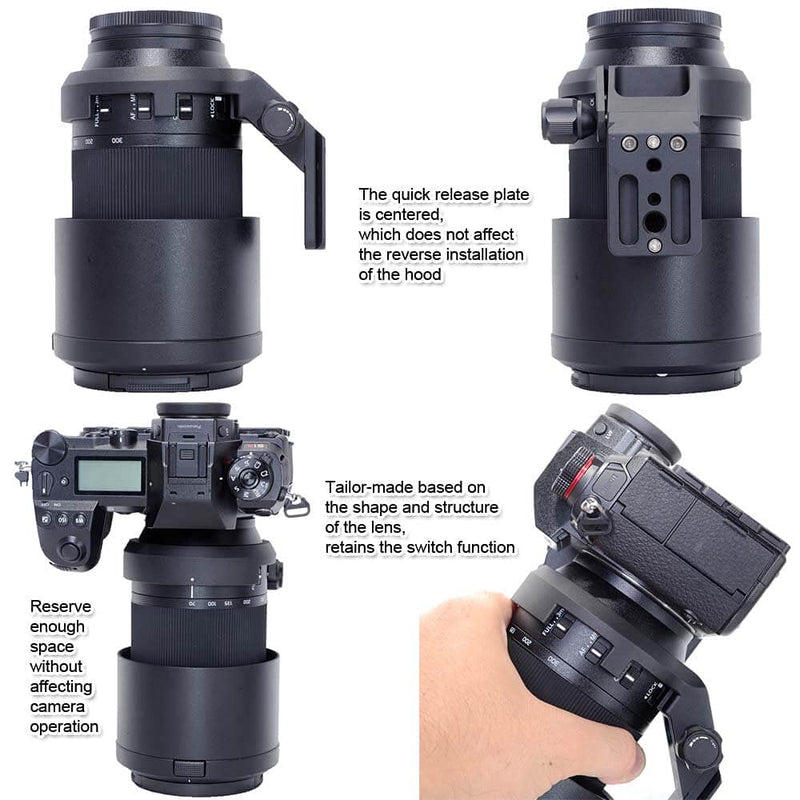 iShoot Lens Collar Tripod Mount Ring Socket Compatible with Panasonic Lumix S 70-300 f/4.5-5.6 Macro OIS, Metal Lens Support Holder Bracket Bottom is Arca-Swiss Fit Quick Release Plate Dovetail Groove