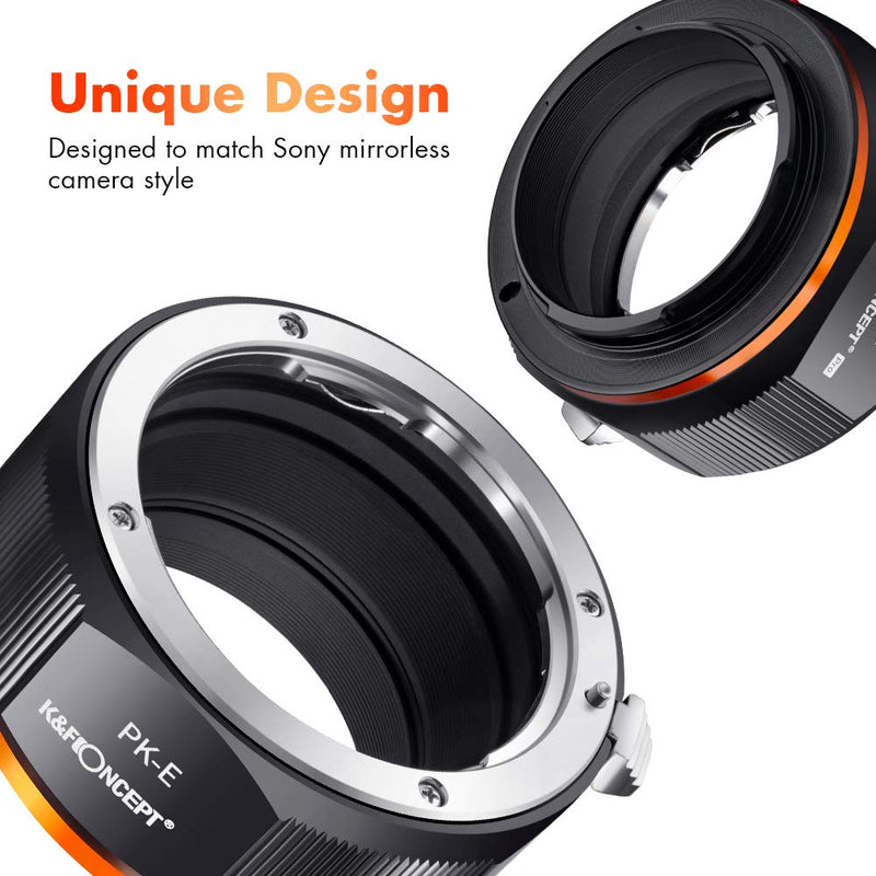 K&F Concept Lens Adapter for PK K Mount Lens to Sony NEX E-Mount with Matting Varnish Design, Compatible with Sony NEX-3 NEX-3C NEX-3N NEX-5 NEX-5C NEX-5N NEX-5R NEX-5T PK-NEX