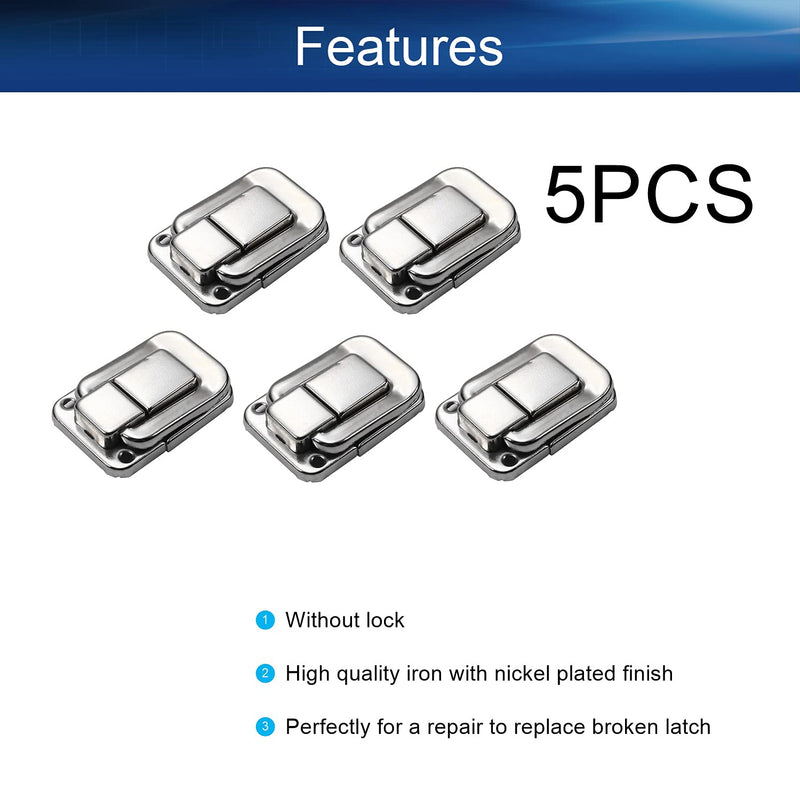 Heyiarbeit 5PCS Toggle Catch Lock 1.89" x 1.3" (LxW) Retro DecorativeSilver Hasp Lock for Suitcase Chest Trunk Latch Clasp