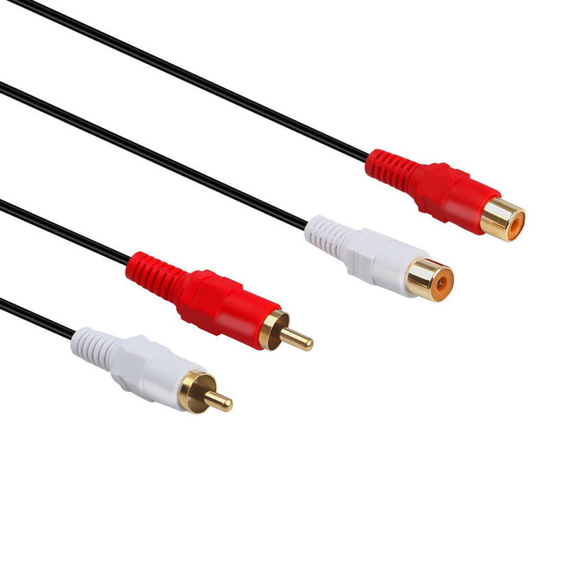 GHWL 12ft Gold Plated 2 RCA Male to Female Stereo Audio Extension Cable
