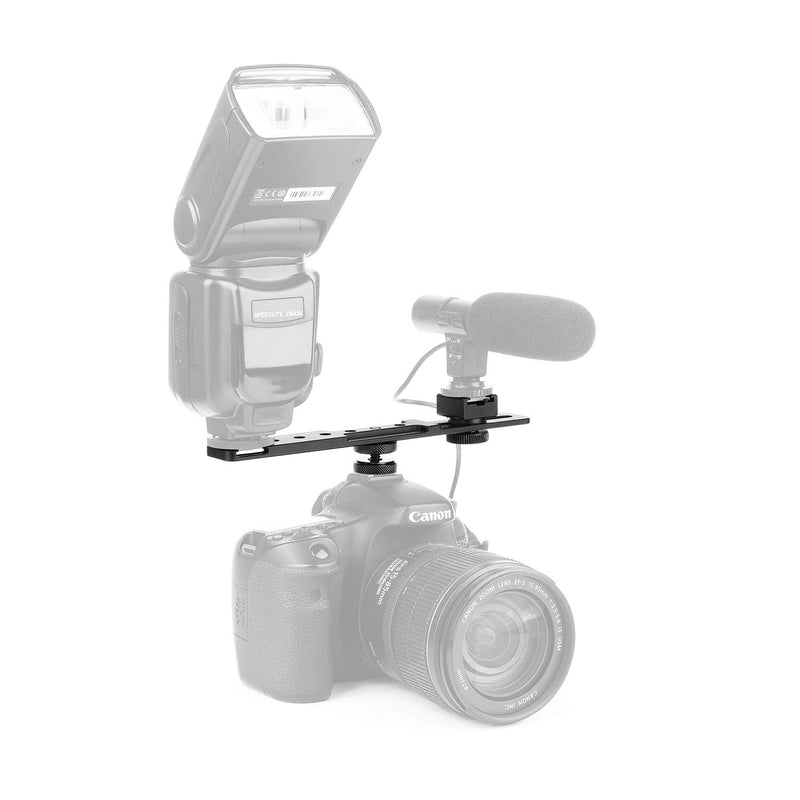 [AUSTRALIA] - ChromLives 8'' Cold Shoe Extension Bar, Flash Straight Bracket, Camera Dual Mount Flash Bracket Compatible with Nikon Canon Sony Olympus DSLR Camera Camcorder DV Dual camera mount 