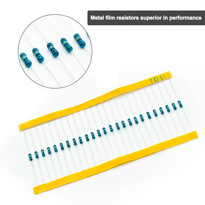 REXQualis Resistor Kit, 650 Pieces 22 Values 1/4W 1% Resistor Assortment Kit, 10 Ohm - 1M Ohm (Pack of 650) Resistor kit (650pcs)