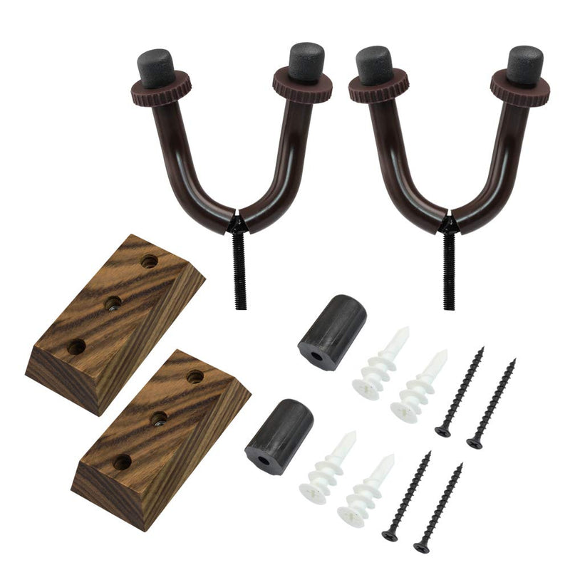 Zebra Wood Guitar Hanger 2 Pack, Guitar Hook Wall Mount Bracket Holder for Acoustic and Electric Guitars, Bass Stand (Zebra Wood) Zebra Wood