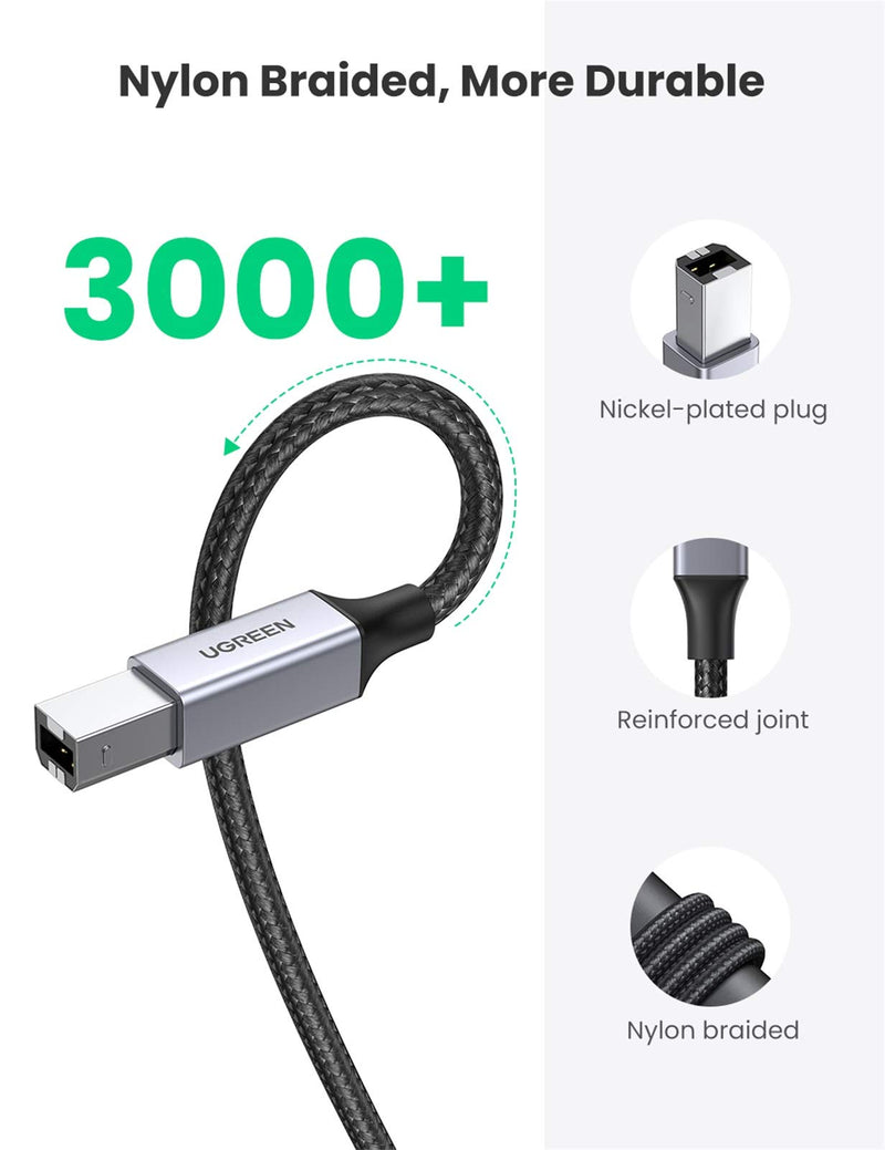 UGREEN USB A to B Printer Cable - USB 2.0 A-Male to B-Male Printer Cord High Speed Compatible with Epson, HP, Canon, Brother, Lexmark, Dell, Xerox, Samsung, Piano, DAC and More 10 FT 10FT