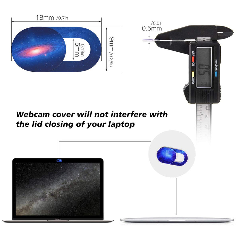 5 Pack Ultra Thin Webcam Cover Slide for Laptop/Computer/MacBook Air/MacBook Pro/Tablet/iPad/PC, Web Camera Cover Protect Your Privacy and Security, Galaxy