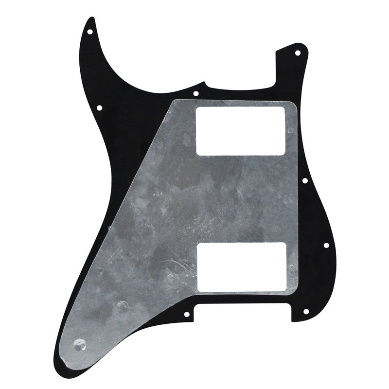 IKN 11 Hole Strat HH Pickguard Guitar Scratch Plate Back Plate w/Screws for Standard Strat Modern Style Guitar Replacement, 3Ply Black