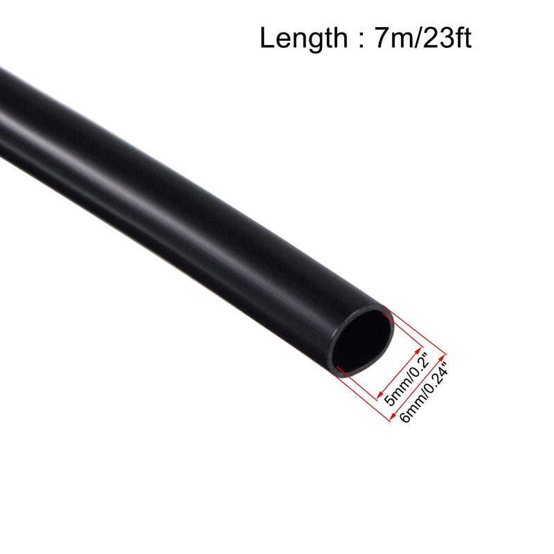 uxcell Black PVC Tube Wire Harness Tubing, 5mm ID 23ft Sleeve for Wire Sheathing Wire Protection