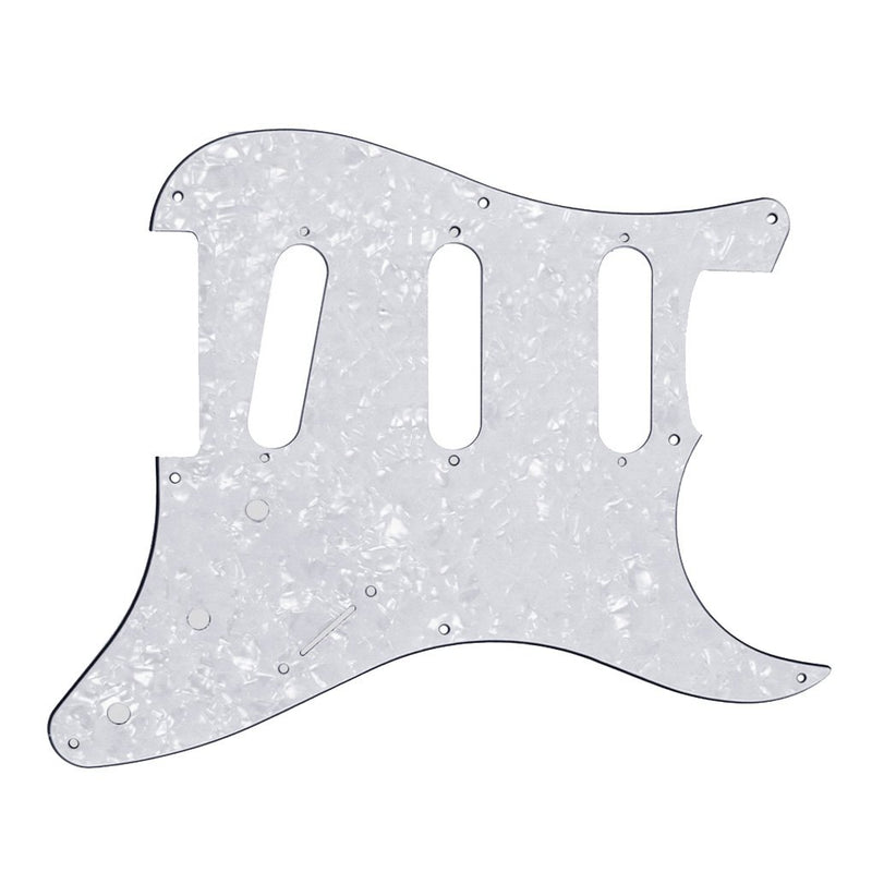 IKN 8 Hole SSS Strat Pickguard Electric Guitar Scratchplate with Screw for Fender Vintage Style Stratocaster Guitar Parts, 4Ply White Pearl