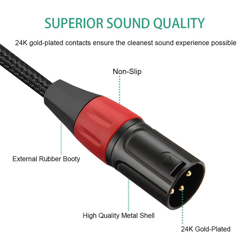 [AUSTRALIA] - COLICOLY Mini XLR to XLR Cable, 3 Pin Mini XLR Female (TA3F) to Regular XLR Male Pro Lapel Microphone Cable - 1ft 