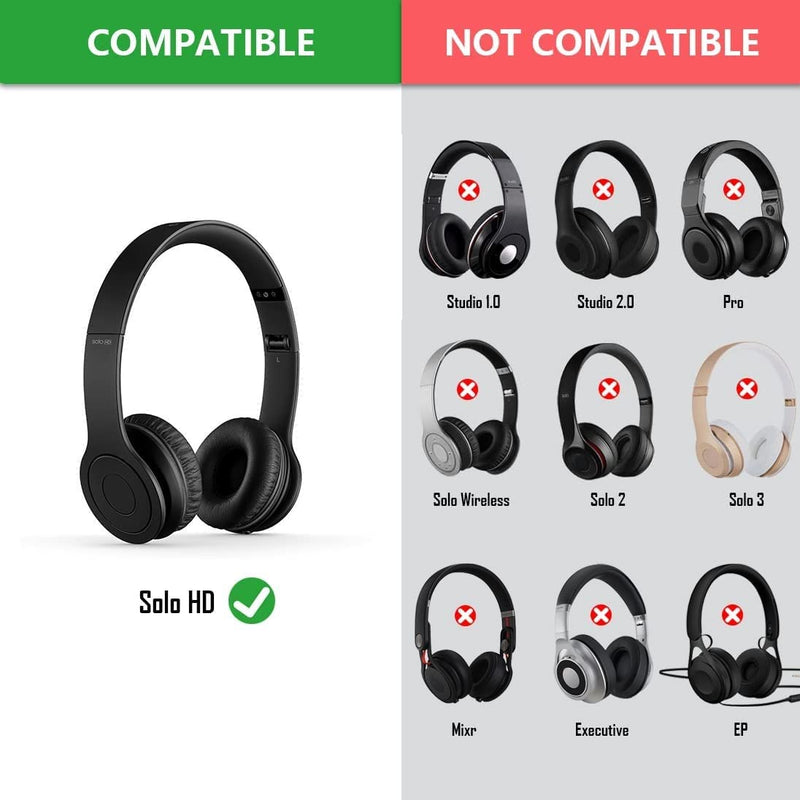 [AUSTRALIA] - Gerod Replacement Ear Cushion Pads Earpads Earmuff for Beats by Dr.Dre Solo HD (810-00012-00) Headphone (Black) black 