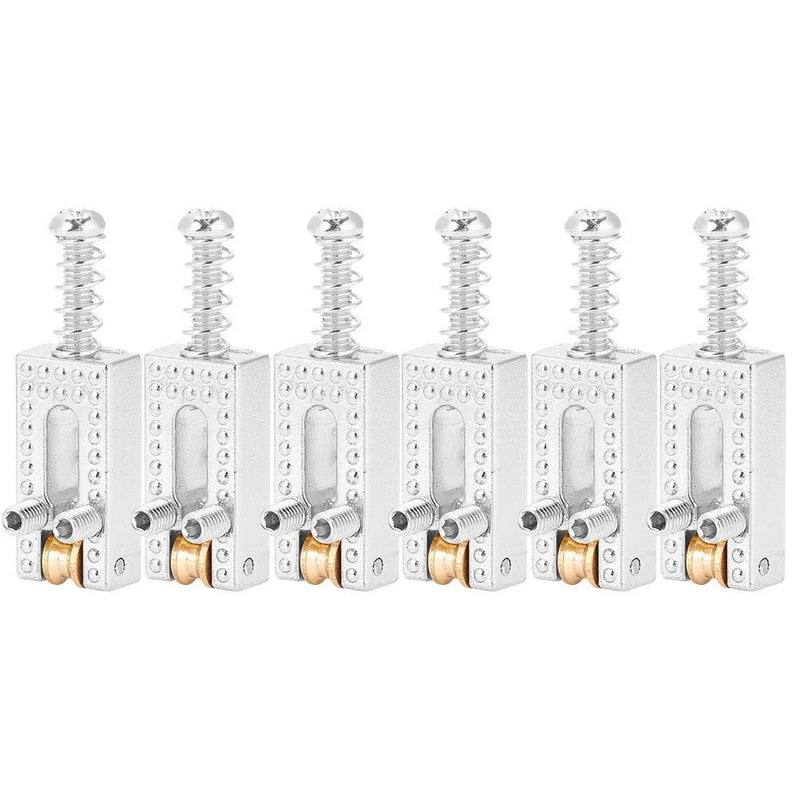 Saddle for Electric Guitar, 6 Roller Bridge Saddles for Fender Strat Tele Electric Guitar 4 colors(Silver)