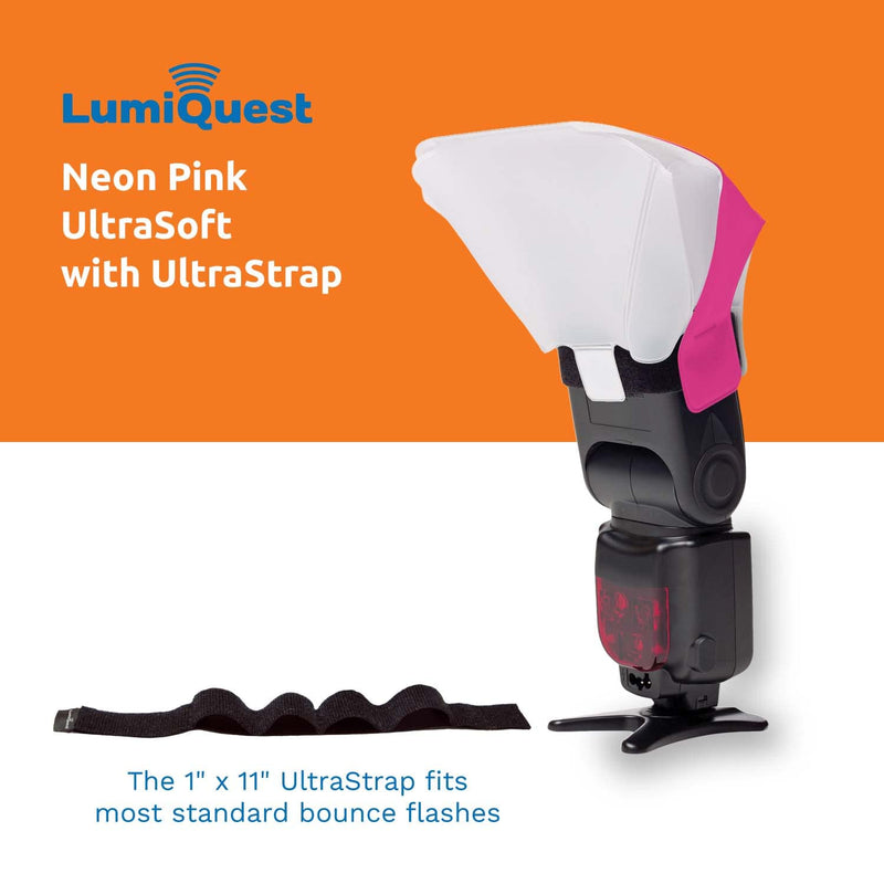 [AUSTRALIA] - LumiQuest Ultrasoft Frosted Photography Lighting Diffuser, Compact Modifier with UltraStrap, Camera Lighting, Universal Portable Studio Lights for External Camera Flashes, Photo Light, Neon Pink 