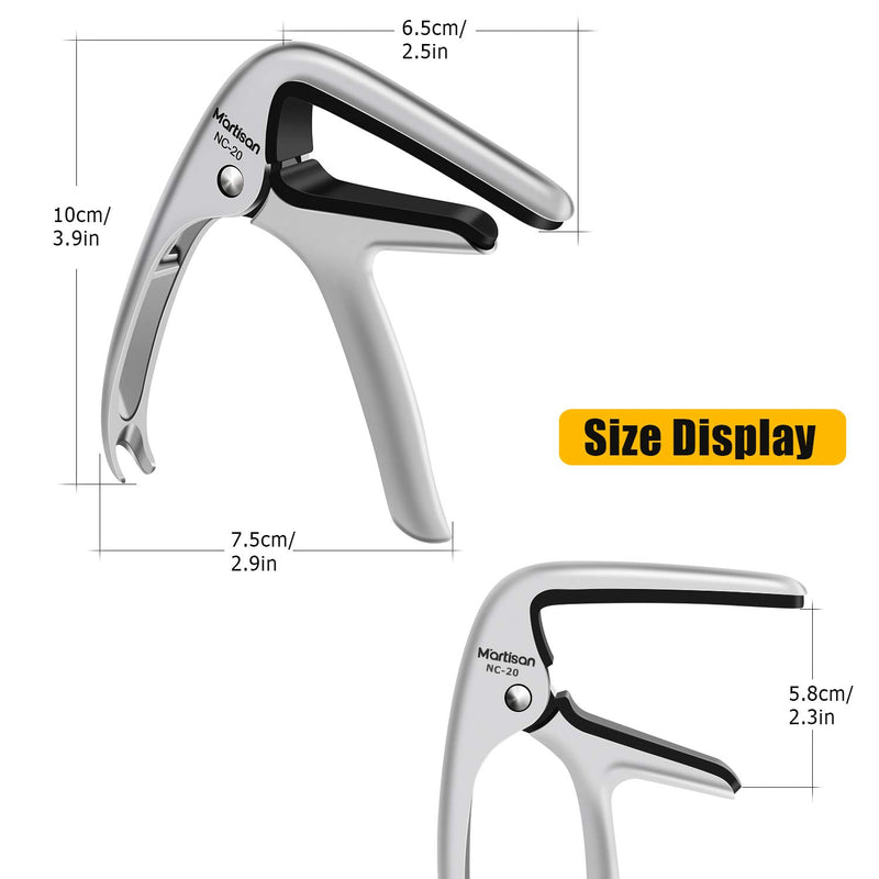 MARTISAN Guitar Capo for Acoustic Guitar, Electric Guitar, Bass, Ukulele Single-handed Trigger Guitar Capo Quick Change Capo, Silver