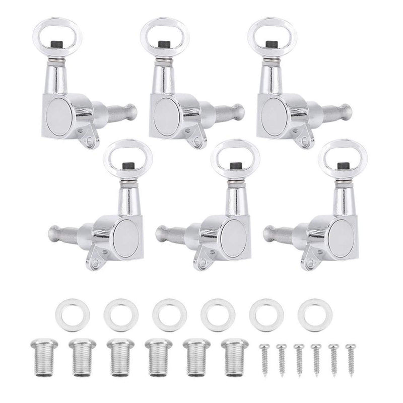 Copper-zinc Alloy Tuning Pegs, Guitar Tuners, Durable for Acoustic Guitar Electric Guitar(Silver, 3 left 3 right) Silver, 3 left 3 right