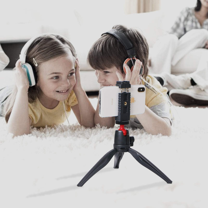 Portable Mini Tripod for iPhone/Camera/Cell Phones Webcam Projector Compact,Desktop Phone Stand Holder with Phone Clip and Wireless Remote