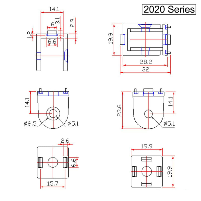 4pcs Die-Cast Zinc Alloy Living Hinge 2020 Series Aluminum Extrusion Profile Fittings Right Angle Zinc Alloy Flexible Pivot Joint Connector
