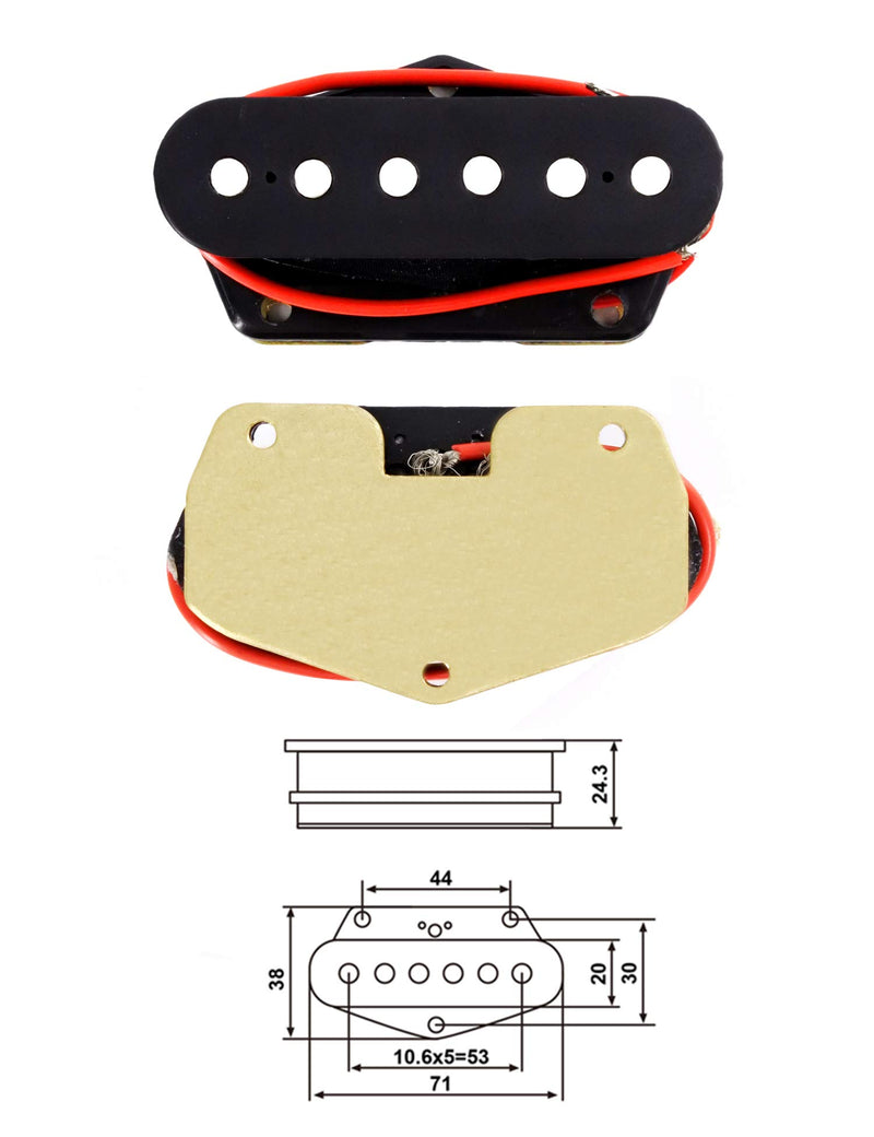 Metallor Single Coil Pickups Set Ceramic Magnet Neck and Bridge Pickup Compatible with Tele Telecaster Style Electric Guitar Parts Replacement. Black