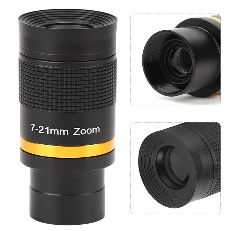 Telescope Eyepieces, 7‑21mm Continuous Zoom Eyepiece 1.25 inches 31.7 MM Barlow Lens Black for Astronomy Telescope