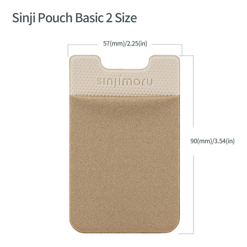 Sinjimoru Card Holder, Stick-on Wallet Functioning as iPhone Wallet Case, iPhone case with a Card Holder, Credit Card Wallet, Card Case and Money Clip. for Android, Too. Sinji Pouch Basic 2, Beige