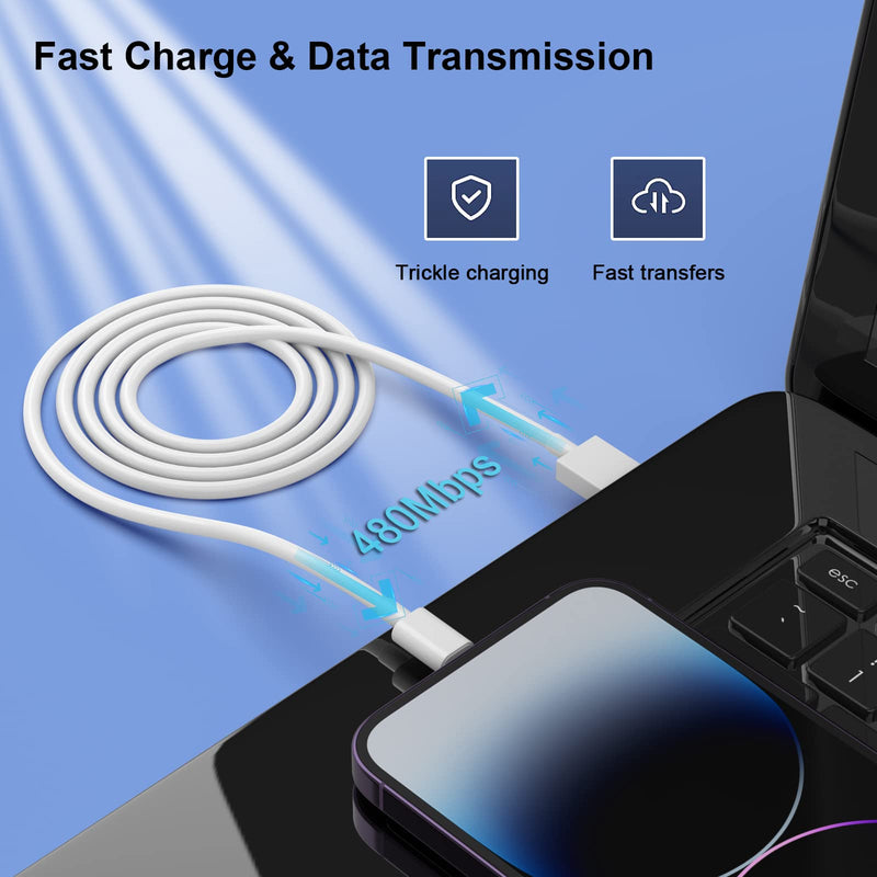 6Pack(3/3/6/6/6/9 FT) Original [Apple MFi Certified] iPhone Charger Fast Charging Lightning Cable iPhone Charger Cord Compatible iPhone 14/13/12/11 Pro Max/XS MAX/XR/XS/X/8/7 Plus iPad AirPods White