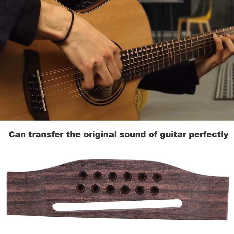 Dilwe 12 Strings Guitar Bridge, Rosewood Bridge Saddle for 12-String Acoustic Guitar Accessory Parts