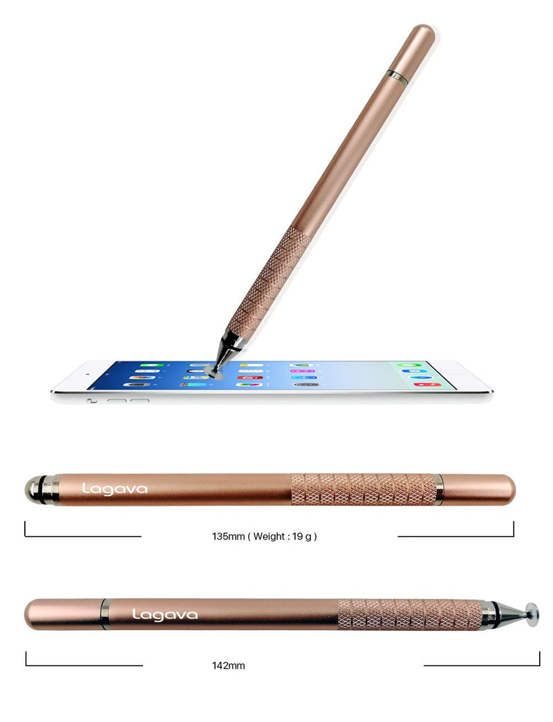 Lagava Premium Metal Stylus Pen for Capacitive Touch Screen iPad Pro Universal Long Pencil for iPhone Compatible iOS Android Windows Tablet (Rose Gold)