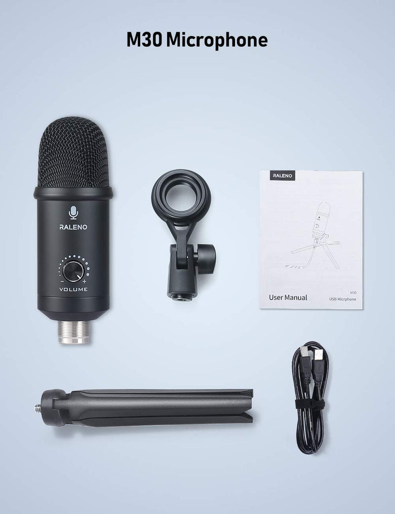 [AUSTRALIA] - USB Microphone for Computer, RALENO Professional Studio Cardioid Condenser Mic Kit Compatible with Mac PC Laptop for Skype YouTube Teaching Gaming Recording. 