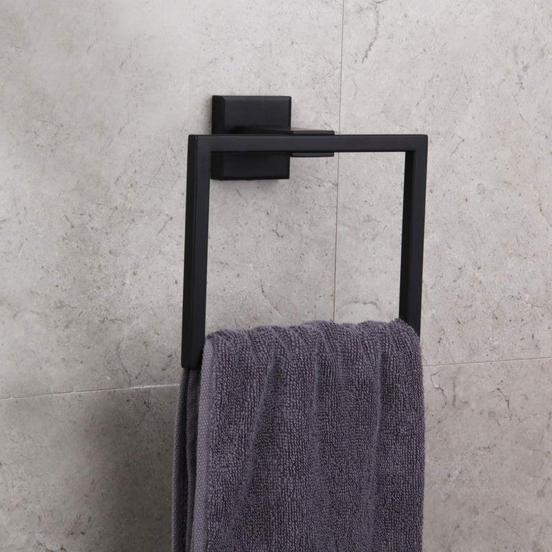 GERZ Bathroom Hardware Accessories Sets SUS304 Stainless Steel Bath Shower Set 2-Pieces(Toilet Paper Holder Towel Ring) Black Matte Finish Contemporary Style