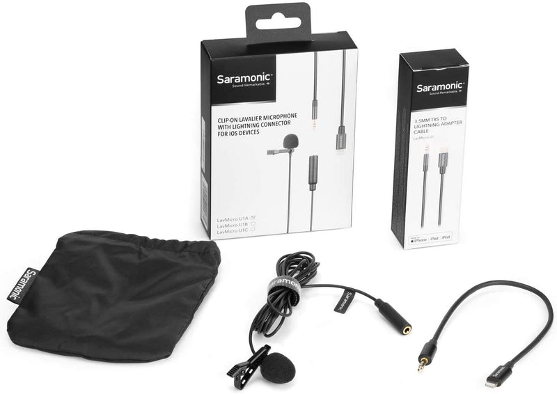 [AUSTRALIA] - Lavalier Lightning Microphone, Saramonic LavMicro U1A Universal Lapel Mic with Detachable Lightning Plug Adapter Compatible with iPhone 11 10 X 8 7 MAC iPad YouTube Video Facebook Live (2M) 