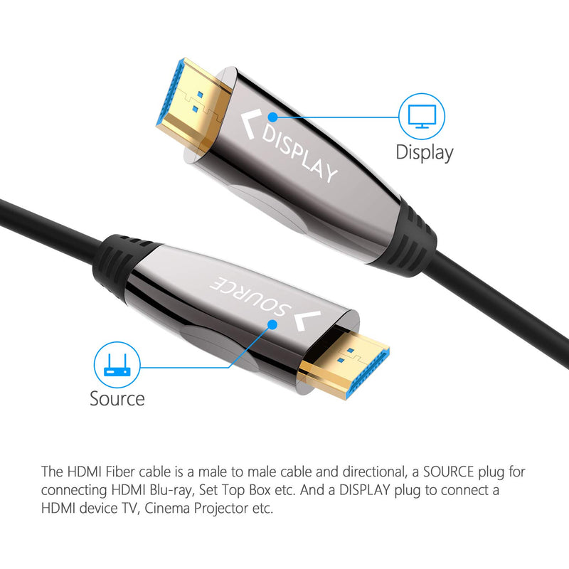 Fiber Optic HDMI Cable,DELONG 30ft Long HDMI Cable Support 4K UHD 60Hz at 18Gbps Ultra high Speed,Suitable for HDTV/TVBOX/Gaming Box/Projector/Nintendo Switch (100ft/50ft/30ft Optional) 10m 30ft/10m