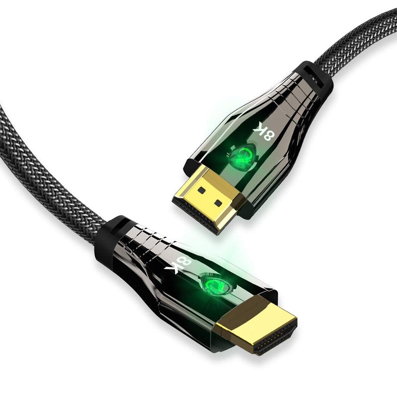 CABLEDECONN 8K HDMI UHD 8K High Speed 48Gbps 8K@60Hz 4K@120Hz with LED Indication HDCP2.2 4:4:4 HDR 3D eARC HDMI Cable 5M 5m 16.5ft HDMI 8K Copper Cord with LED