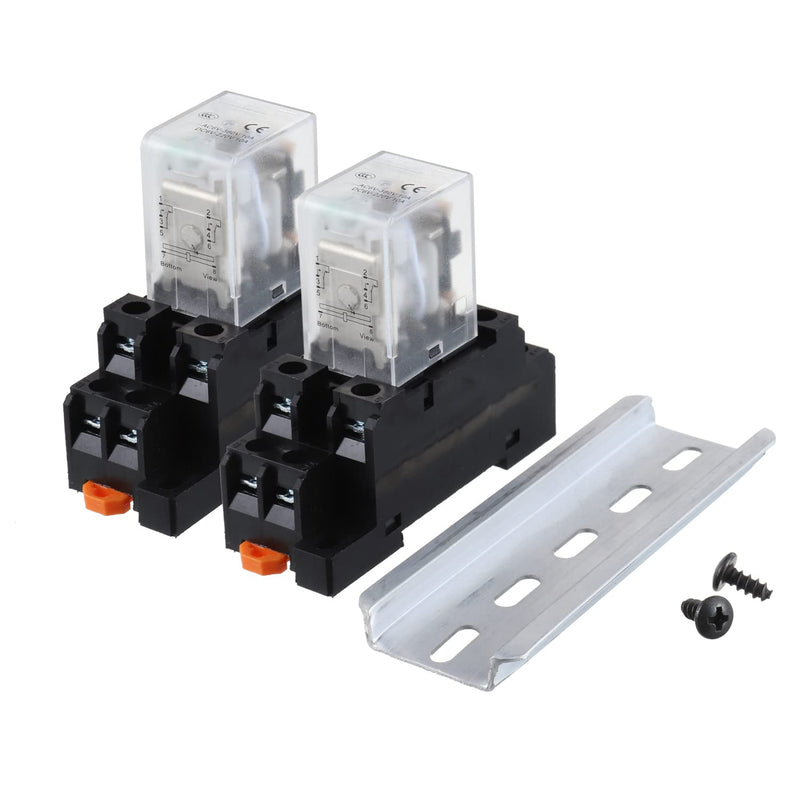 EPLZON DC 12V Electromagnetic Power Relay Coil 8 Pin 10A DPDT LED Indicator with Plug-in Terminal Socket and DIN Slotted Aluminum Rail 8Pin-10A-DC12V