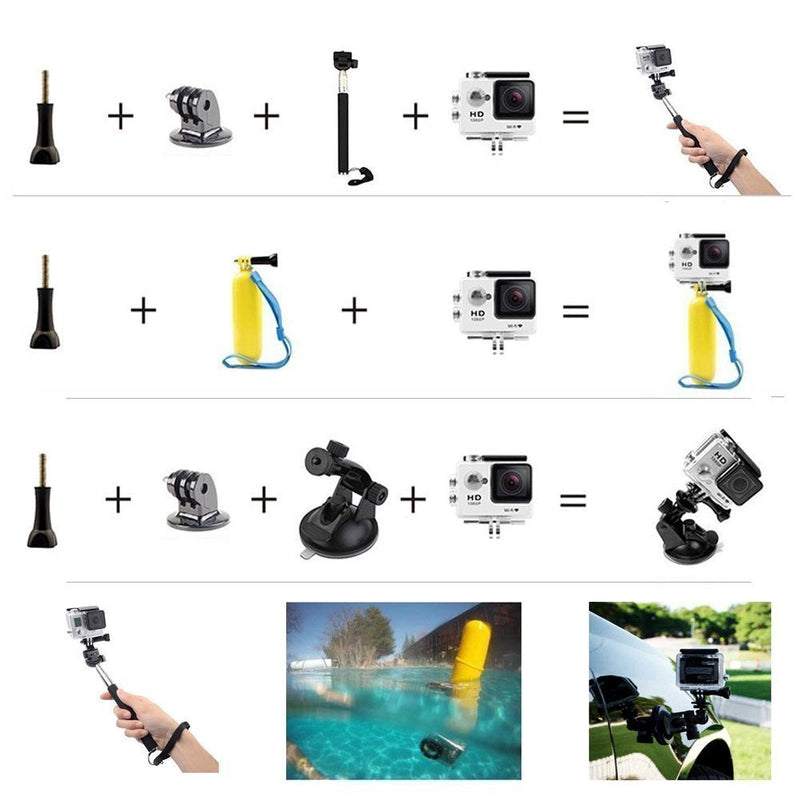 VVHOOY Action Camera Accessories Kit Compatible with DJI Osmo/GoPro Hero 10 9 8 7 6 5 4/Campark/Dragon Touch/AKASO/Crosstour/Vivitar/Vemont/Apeman/COOAU/Apexcam Sports Action Camera