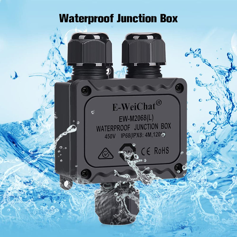 Junction Box Outdoor Waterproof Electrical Box, 3 Way Plug Line Plastic External Junction Box, M25 Coaxial Wire Connector, Electric Power Cord Boxes Suitable for Outdoor Lights, Landscape Lighting (3way) 3way