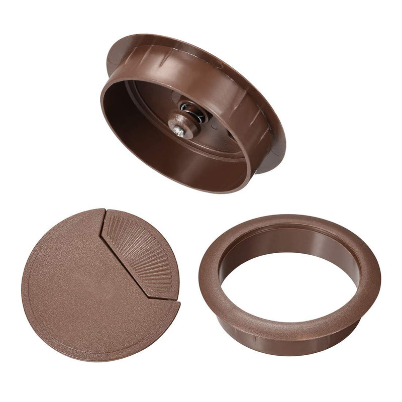 uxcell Cable Hole Cover, 2-3/8" Plastic Desk Grommet for Wire Organizer 10Pcs (Brown)