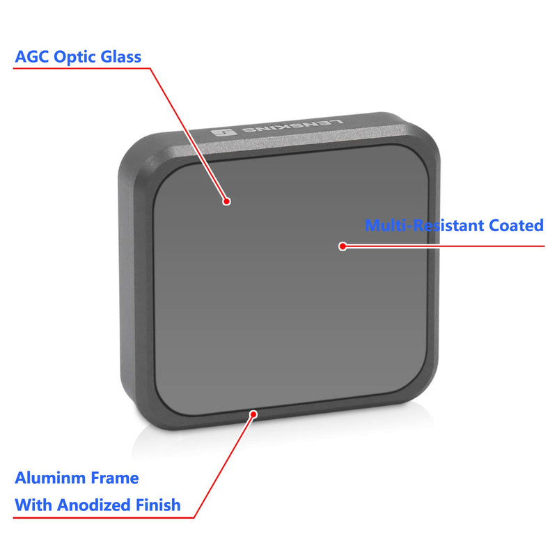 LENSKINS MRC ND4 Filter for Gopro Hero 5 Black, Hero 6 Black, Hero 7 Black, AGC Optics Glass, 18-Layer Multi-Resistant Coating Neutral Density Filter, Snug Fit GoPro Lens Filter with Lens Cloth