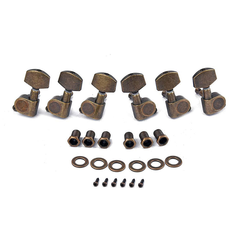 Alnicov Guitar Machine Heads String Tuning Pegs Tuner 3R3L for Acoustic or Electric Guitar Bronze