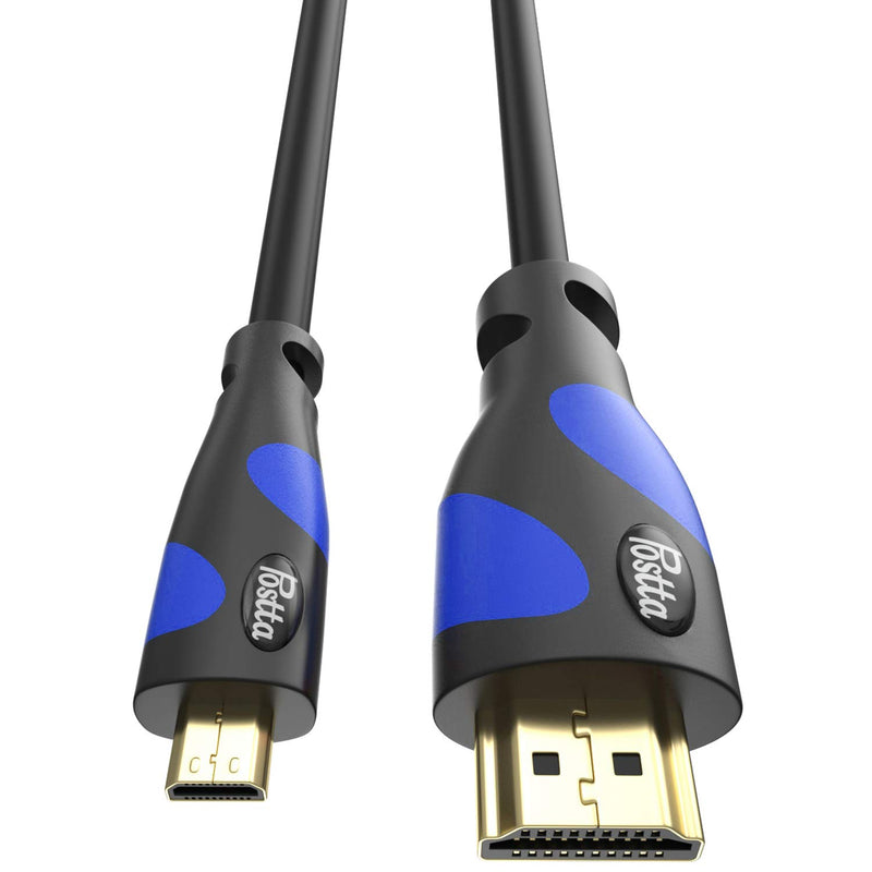 Micro HDMI Cable 3 Feet Postta Micro HDMI to HDMI Adapter Cable Support 4K,1080P,3D,Ethernet-Blue 3FT Blue