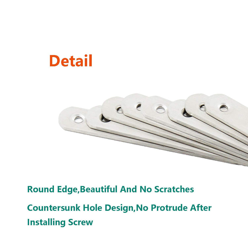 4 Pack Flat Mending Plate for Wood,ULIFESTAR Stainless Steel Straight Brackets 250mm / 10" Length 8 Screw Hole Flat Repair Fixing Wood Brace Joining Plates Connector with Fixing Screws 250x20x3mm/10x0.8x0.1''